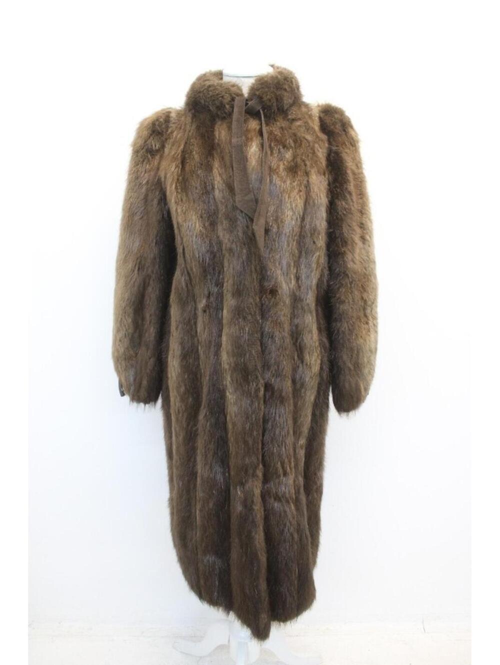 Scrap Item: Brown Beaver Fur & Suede Tie Coat Jacket Size N/A